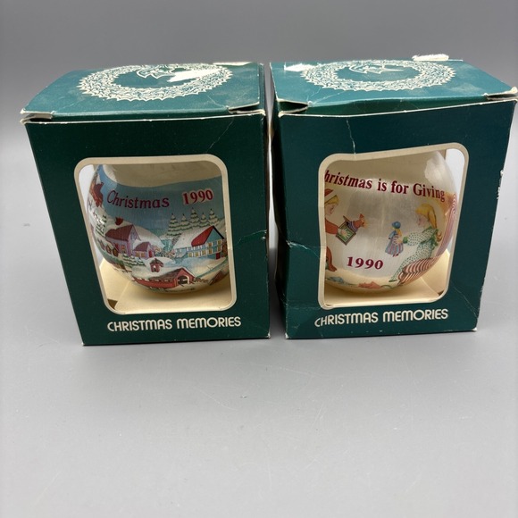 Other - Vintage Christmas Memories Lot Of 2 1990 Satin Ornament General Foam Plastics